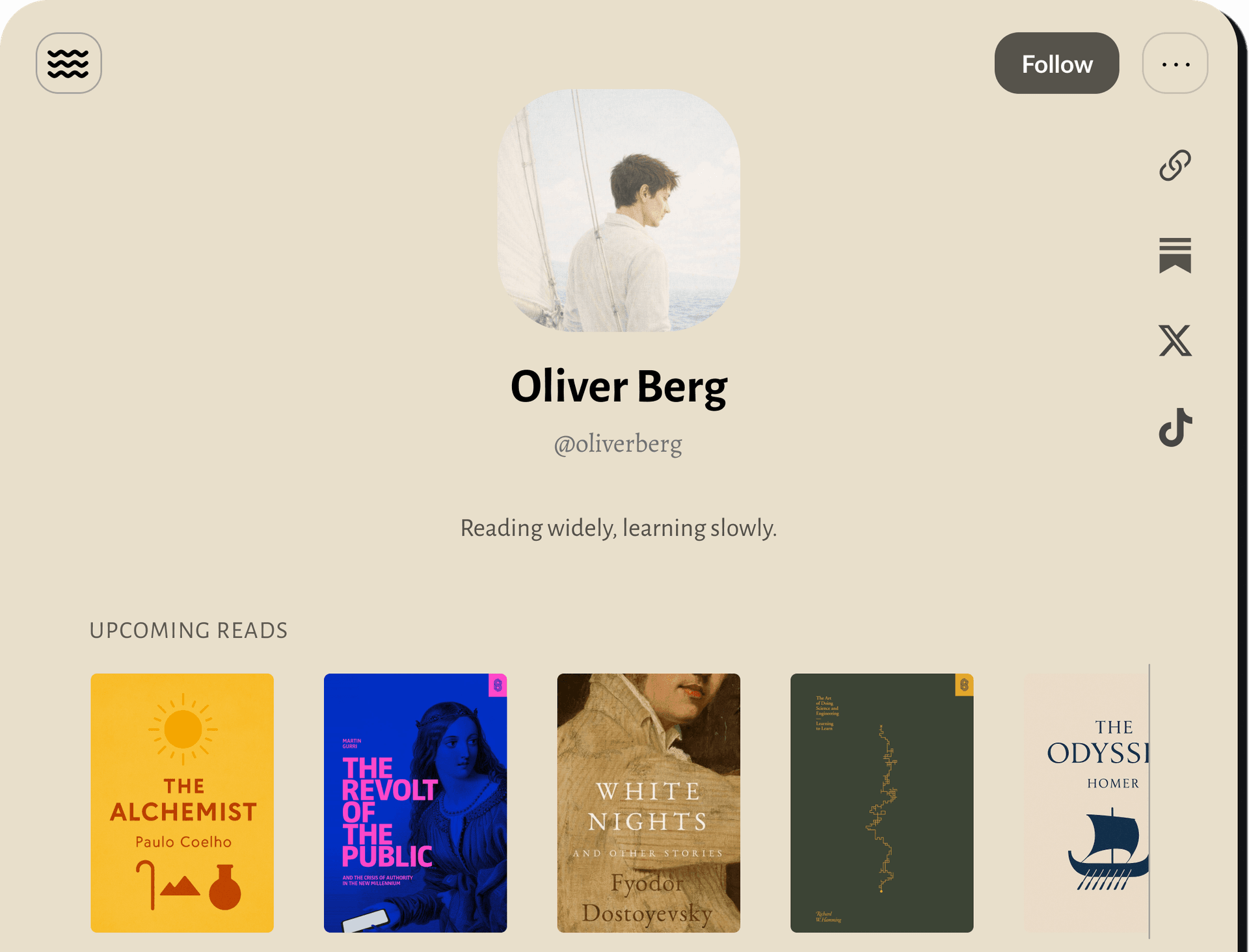 Example creator profile page