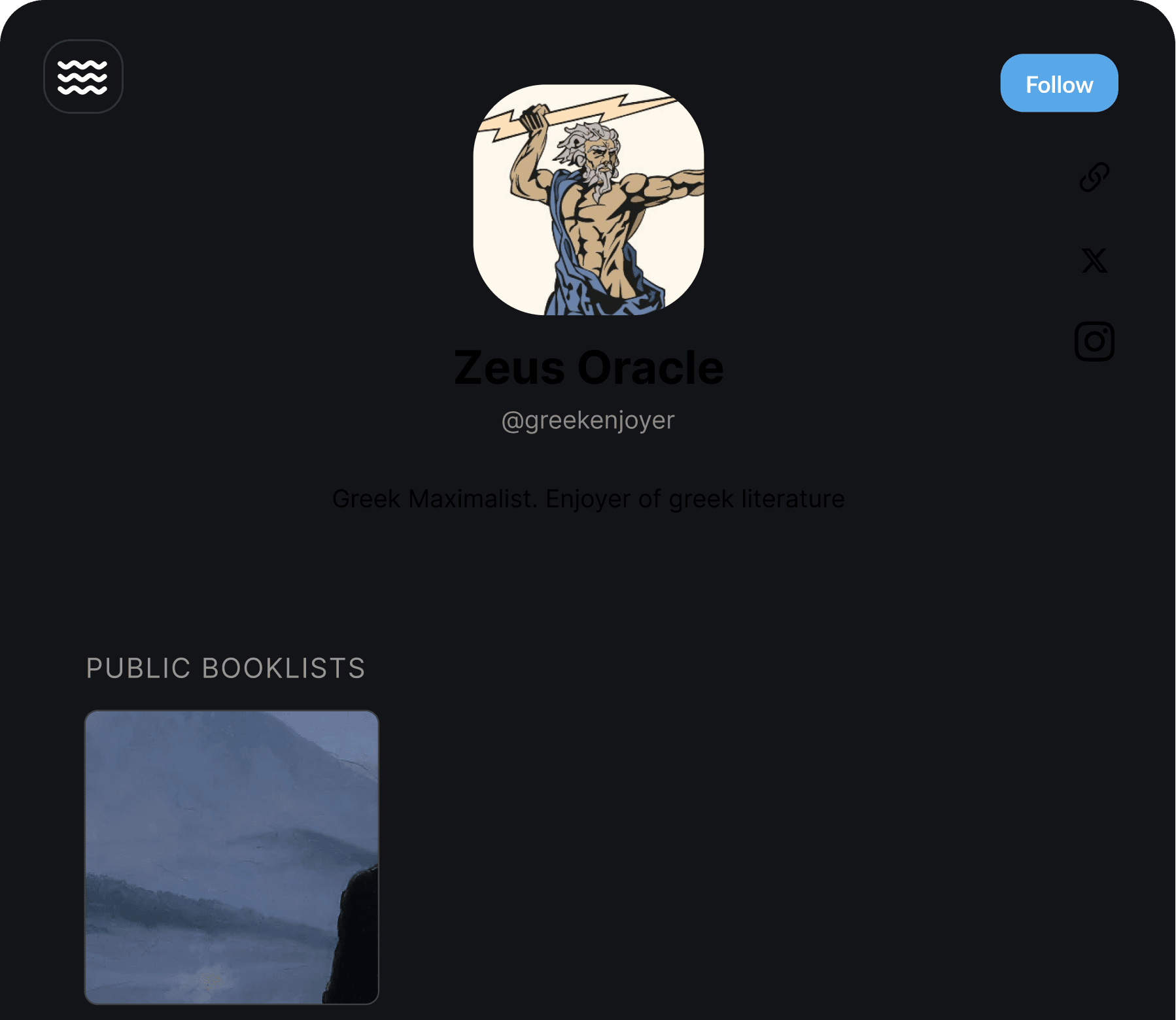 Example creator profile