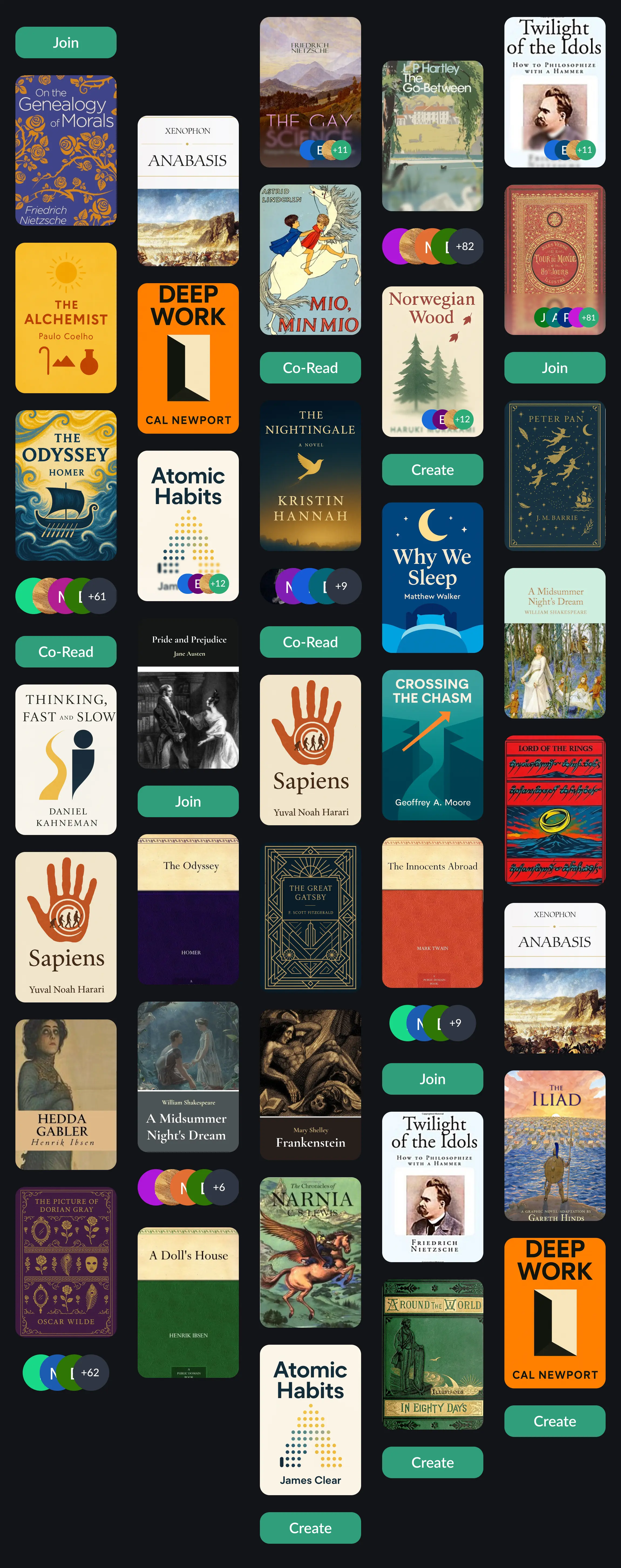 Books arranged in columns